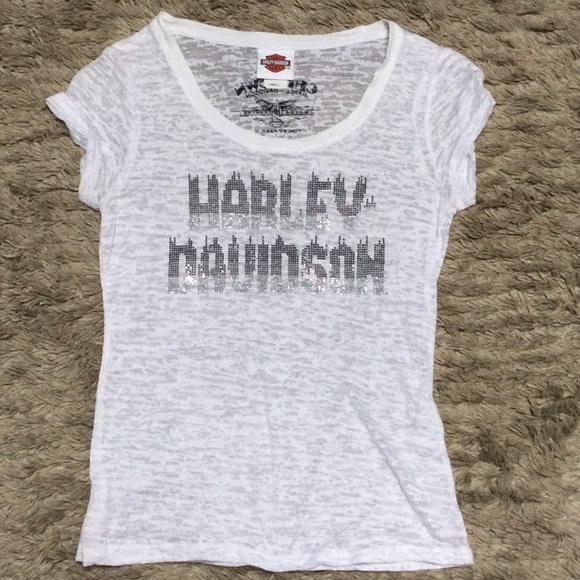 Harley Davidson Bling rhinestone burn out tee - Picture 2 of 4